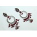 Handmade 925 Sterling Silver Jhumki Earrings with Red Onyx Stones Peacock Theme